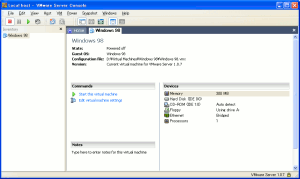 VMwareServerを起動させる